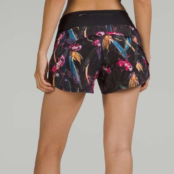 Lululemon Speed Up Mid-Rise Lined Short 4" Veiled Floral Black Multi / Black - Picture 6 of 6